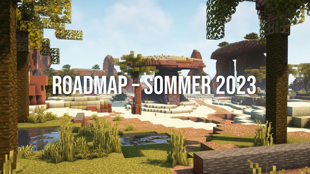 Eine Wüstenlandschaft mit Oasen und dem Schriftzug "Roadmap – Sommer 2023"
