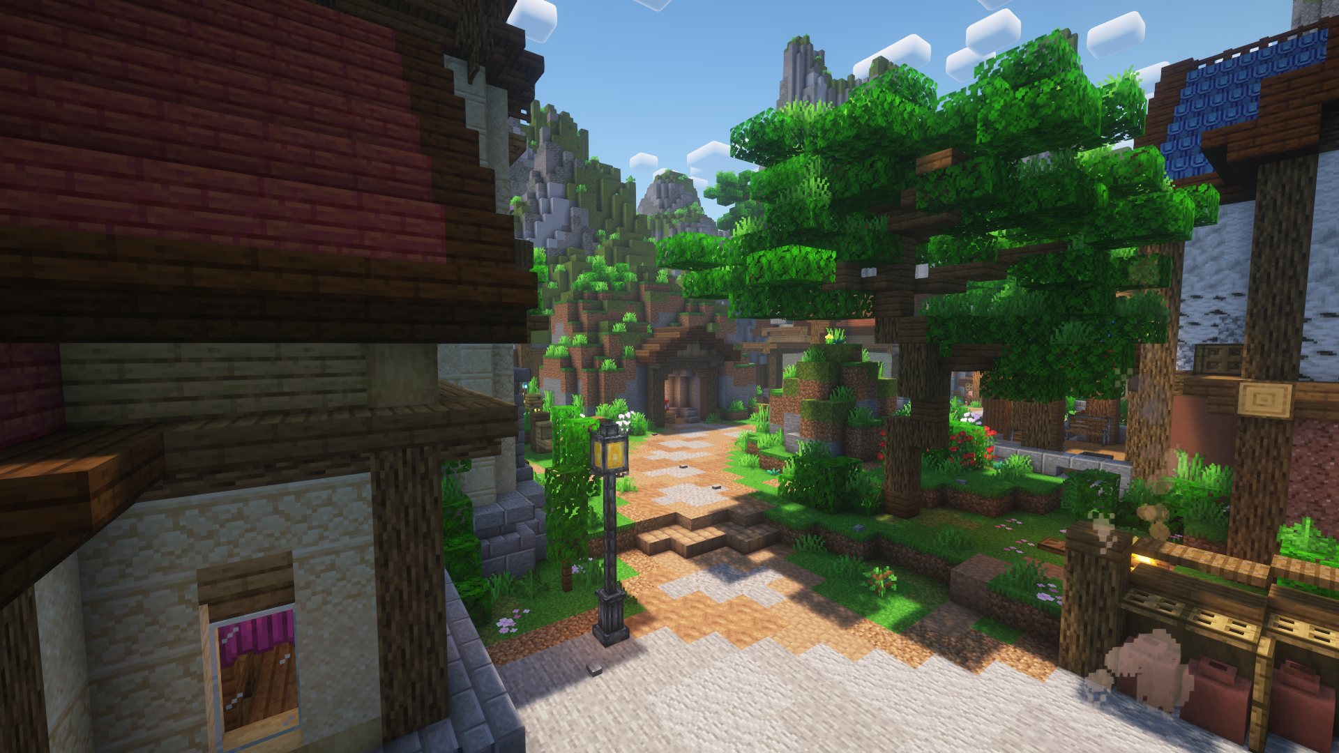 Eine stilisierte Minecraft-Landschaft