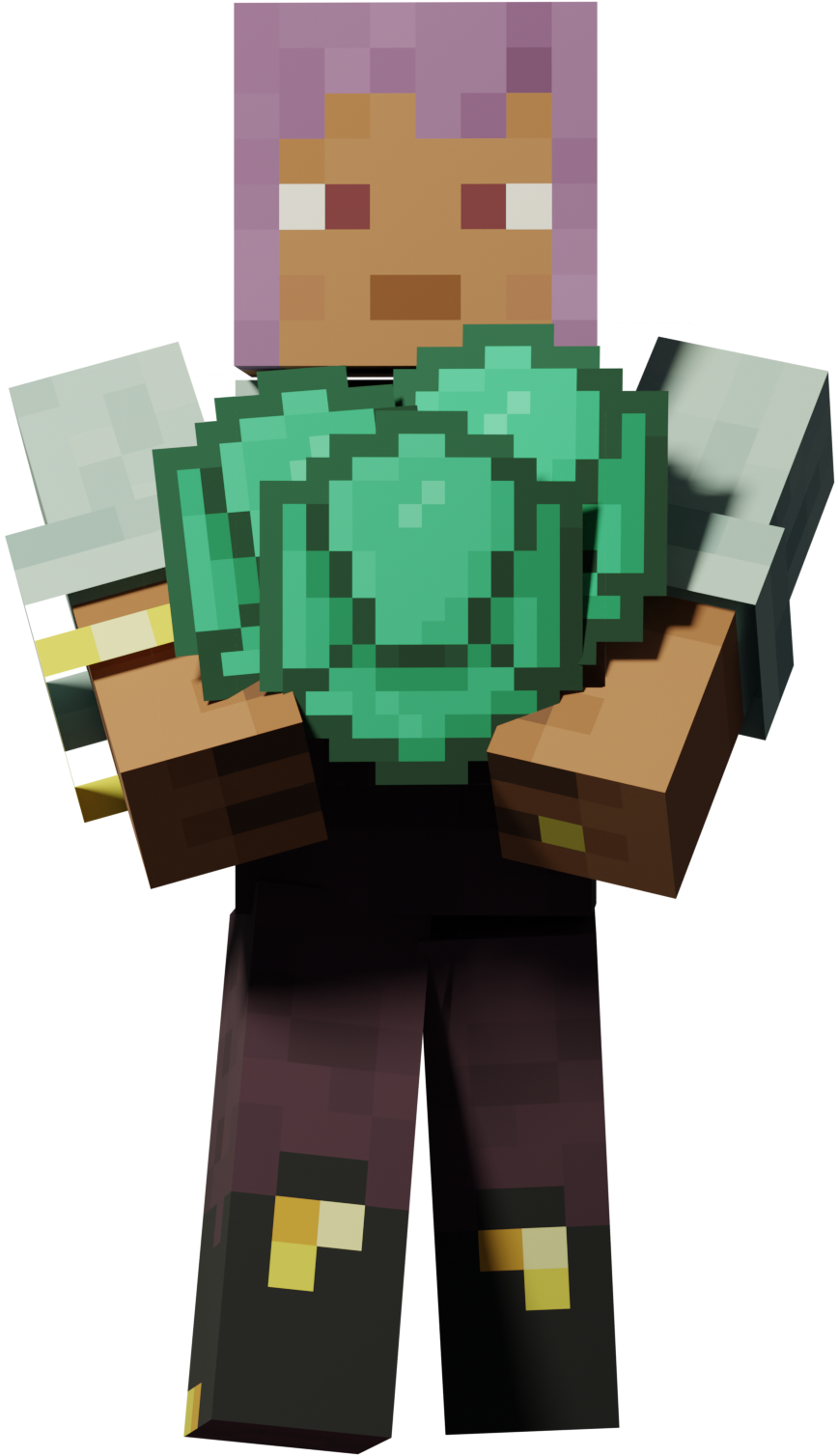 A stylized Minecraft character